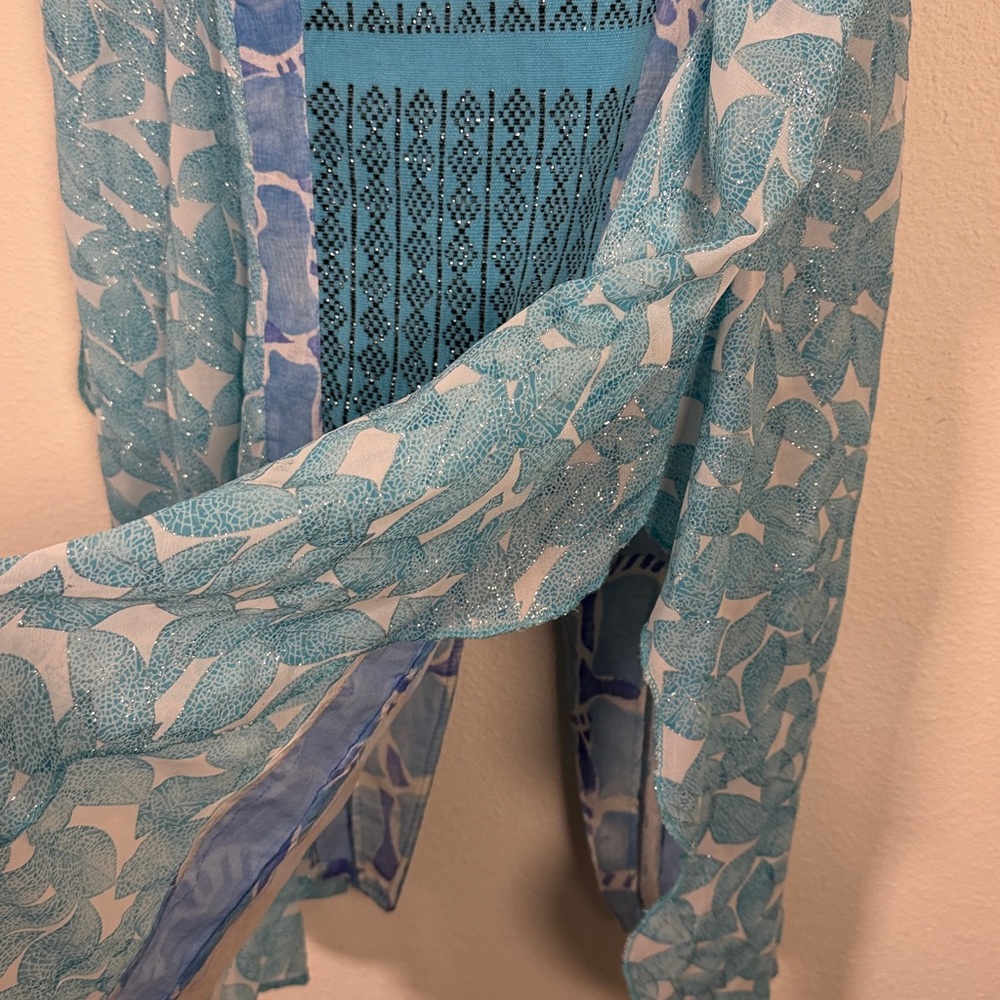 The Jacket Lady Lightweight Blue Patterned Kimono… - image 5